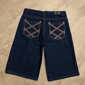 Kaalu Euro Embroidered Jorts Jean Shorts Youth Boys Size 18 Denim Y2K Baggy Dark